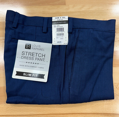 Louis Raphael Mini Herringbone Slim Fit Pants - 30-34" Inseam in Navy at Nordstrom Rack, Size 34 X 30