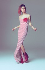 DENNY ROSE ABITO vestito lungo righe art.45dr12027 tg.46 +spilla fiore introvabi