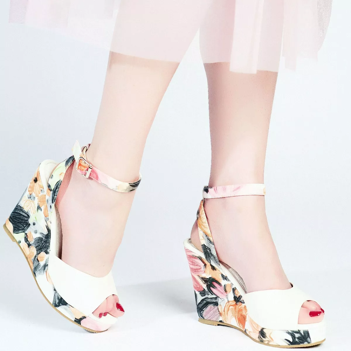 Women Shoes Ladies Fashion Wedges Platforms Floral High Heels Shoes Sandals  Pink 6.5 - Walmart.com