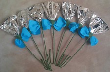 Set of Draft Horse Decorations - Silver, White and Turquoise Mane, Tail, Flowers