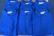 Lot of 6 Short Sleeve Polo Shirts - Royal Blue Youth Large YL 14/16