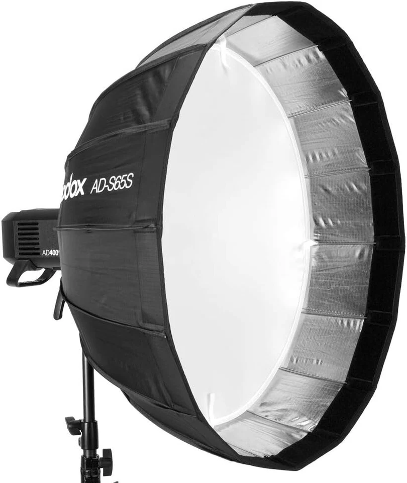 Godox AD-S65S 65cm Deep Portable Mount Silver Reflector for AD400Pro Flash Light - Image 4 of 4