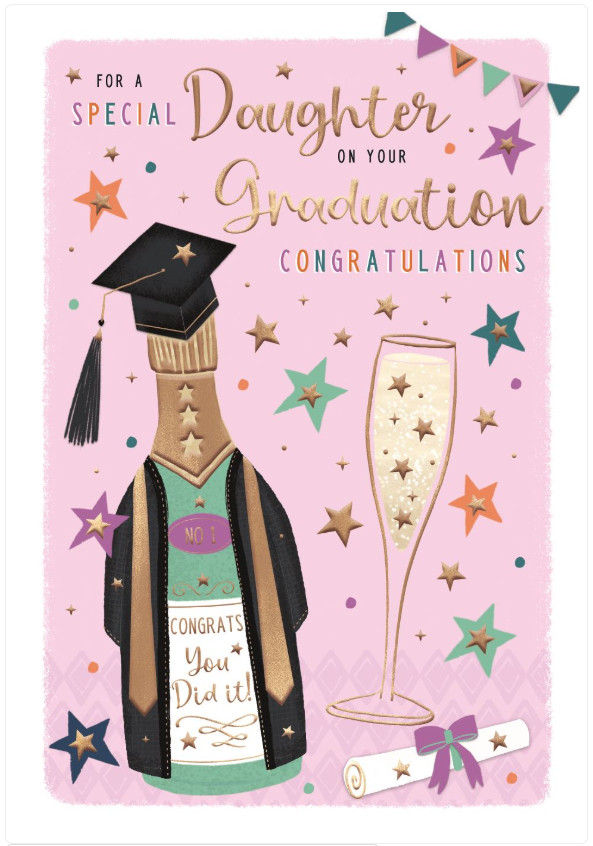 Graduation Card DAUGHTER Congratulations 9-inch embossed card paper pages inside