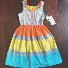 Jona Michelle Girl Summer Beach Party Play Rainbow Striped Maxi Sun Dress Size 8