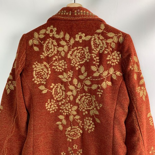 Paparazzi Jacket Brick Multi Collared Embroidered Floral Buttons Lined Size L - Picture 5 of 11