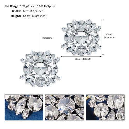 2 Pcs Wedding Bride Shoe Clip Buckle Removable Rhinestone High Heels Decor - Picture 43 of 46