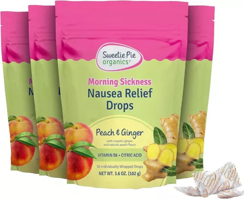 Morning sickness nausea relief drops sweetie pie organics peach and ginger.