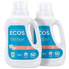 ECOS Laundry Detergent Magnolia Lily Vegan 2 Pack 50 Fl Oz 100 Loads Hypoalle...