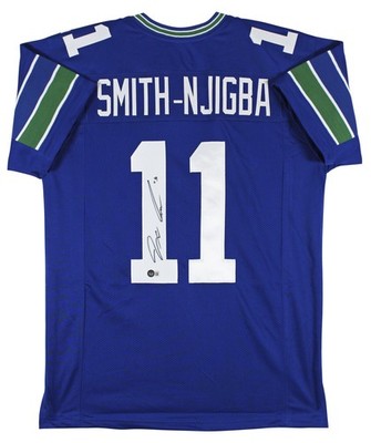 Jaxon Smith-Njigba Authentic Signed Blue Throwback Pro Style