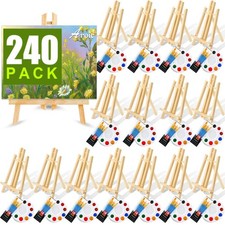 240 PCS Professional Painting Set with 20 PCS Wood Easels,20 Packs of 200 Bru...