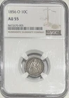 1856-O Seated Liberty Dime NGC AU55 - Scarce Date in AU Condition!
