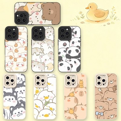 Silicone Case For iPhone 13 14 15 16e 17 Pro Lovely Animal Drop Protection Cover
