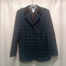 Vtg Pendleton Jacket Woman 12 Tartan Plaid Wool Velvet Collar USA Made Blazer