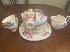 Royal Vale Fine Bone China Tea Set 6 Cups Saucers Plates  Sugar Milk Bread Plate
