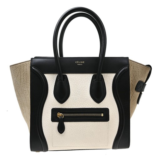 Celine Tricolor Luggage Leather Beige Handbag