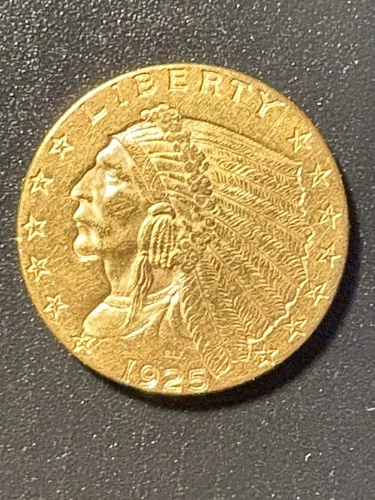 1925 - D $2.5 Indian Head Gold Quarter Eagle US Gold Coin  AU