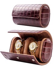 2 Watch Travel Case- Classic Leather Watch Case With Superb Texture.Portable ...