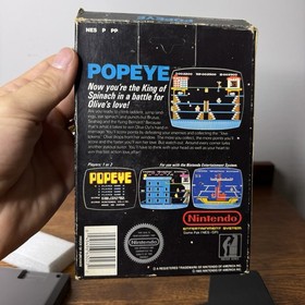 Popeye Nintendo Entertainment System 5 Screw Complete Black Box Hangtab CIB NES