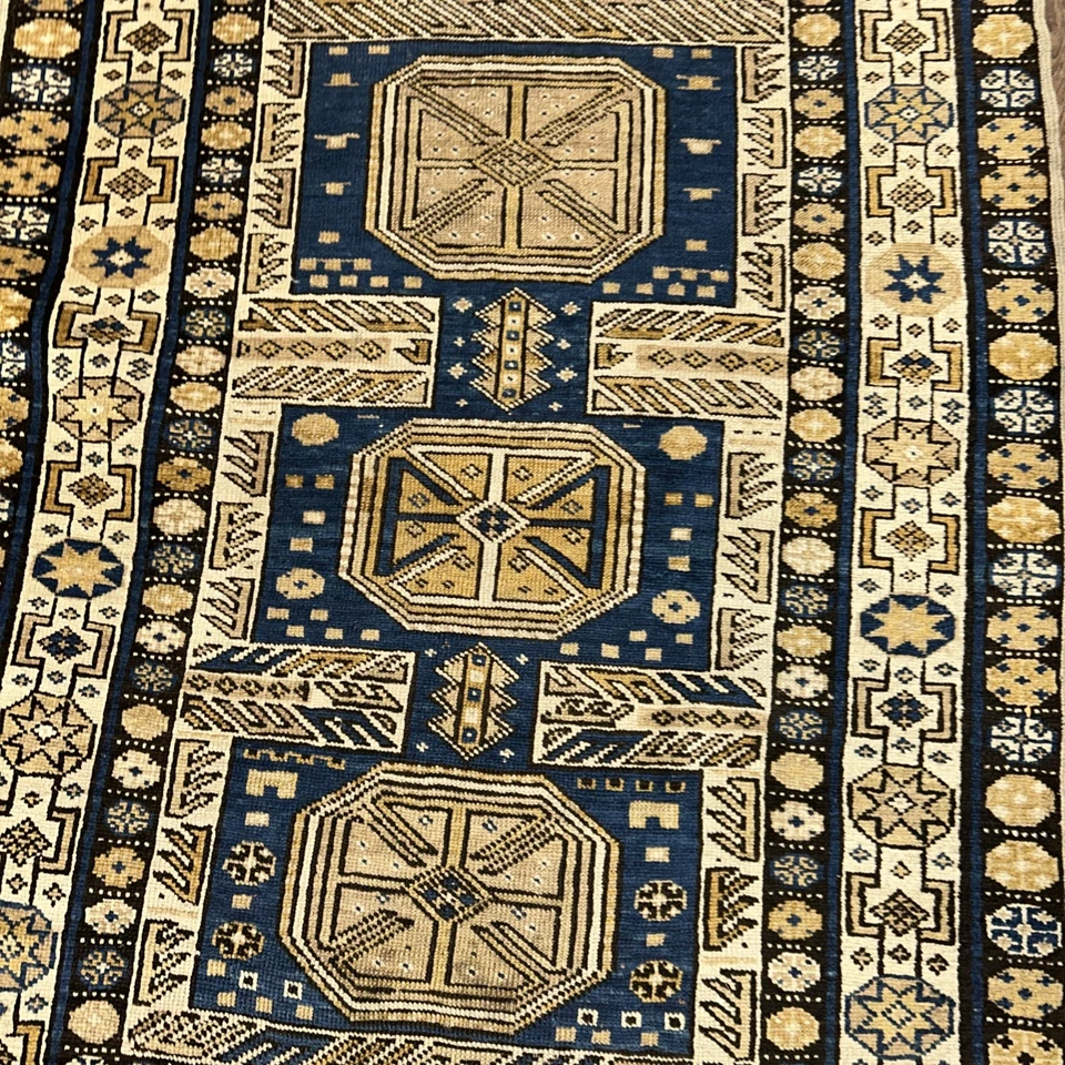 3.2 x 4 Handmade High Quality Caucasian Blue Kazak Rug Fine Wool - Image 4 of 4