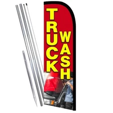 TRUCK WASH Premium Windless  Feather Flag Bundle (Complete Kit) OR Optional Repl