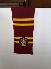 Harry Potter Gryffindor Knit Scarf 7"x 56  Maroon Red  Gold With Patch