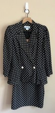Just Ducky Suit Dress Vintage Black Print 80s Knit Womens Size 10 Two Piece