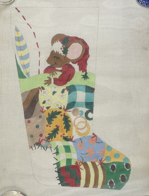 Tapestry Tent Sleeping Mouse Stocking Hand Painted Needlepoint Canvas
