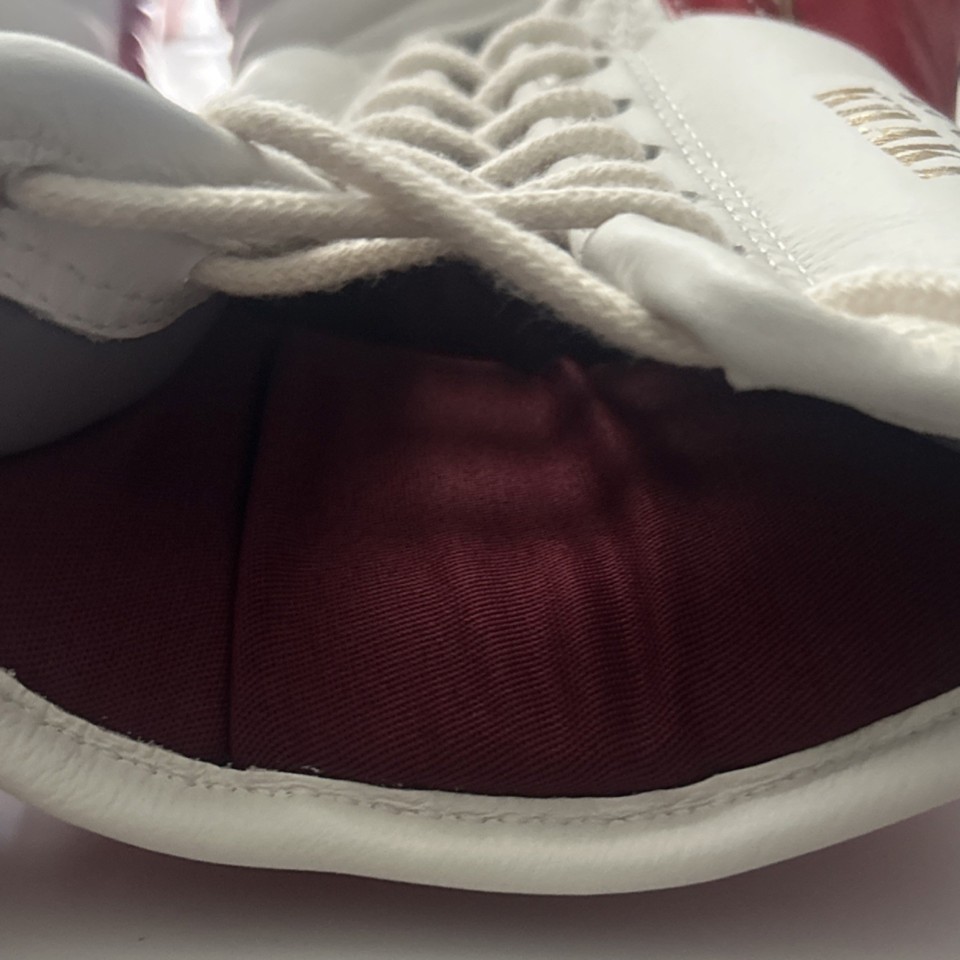 KHAKI Red and White Lace-Up Sparring Boxing Gloves for Training ...