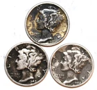 (3) Mercury Dimes - XF - Dark - 1937P 1942P 1942D - #2006ED FREE SHIPPING