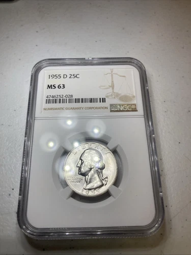 Choice 1955-D Washington Quarter 25C NGC MS-63 Brilliant Uncirculated !!!