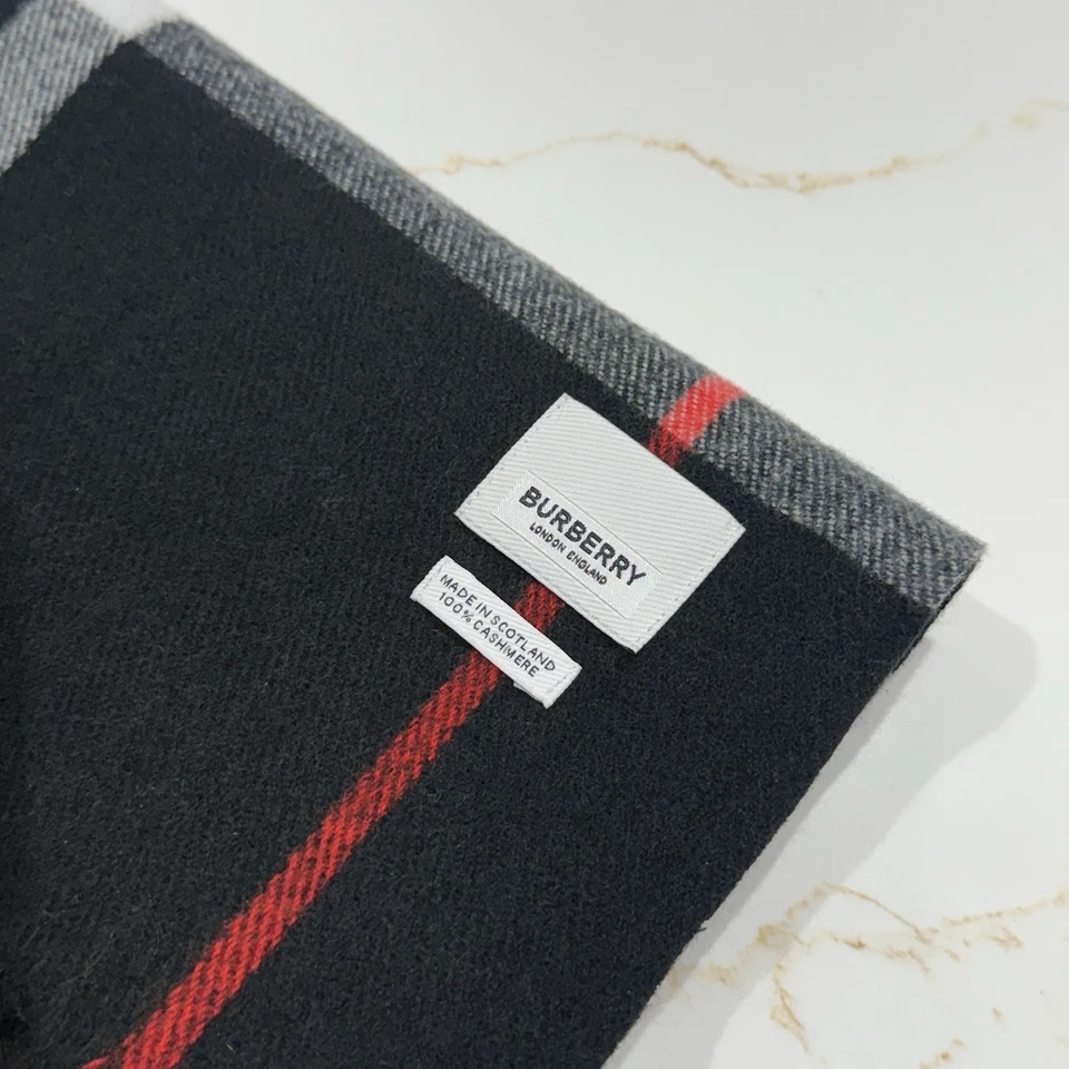 Burberry 100% Cashmere Scarf Multicolor Check Pattern Unisex Foto 3 de 4