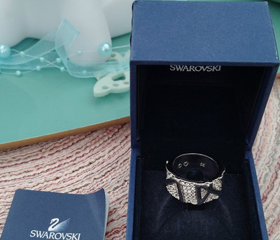 Swarovski Ring Band Kristall rund weiß Rhodium silber Größe 55 signiert