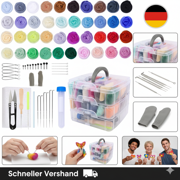 40 Farben Nadelfilz Set, 72 StüCk Filzwolle Nadelfilzen Starter Kit Mit Filznade-image