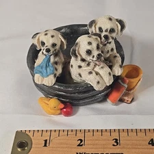 Young's Inc. DALMATIAN DOGS Resin Collectible Figurine - Pups in a Washtub Pool