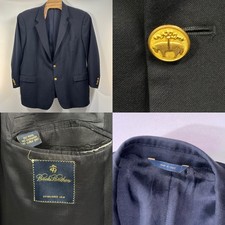 Brooks Brothers Navy Blazer Mens 46R Gold Button Wool Cashmere Made Italy