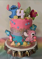 Personalised Card Cake Topper Stitch Inspired, Name Age for Birthday Party