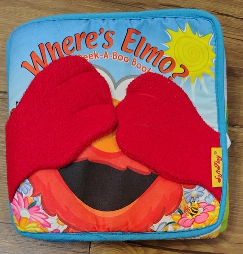 2009 Sesame Street Cloth Soft Play Book Where's Elmo? Peek A Boo Book Plush