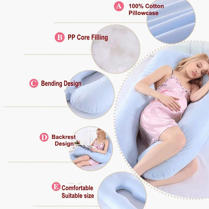 Pregnancy Pillow 130x70cm Maternity Support for Sleeping & Nursing Comfort  -image