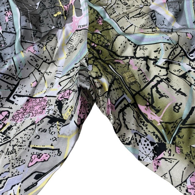 New Fendi Silk Printed Pants Size 46 Gray Multicolor Women's Luxury thumbnail 8