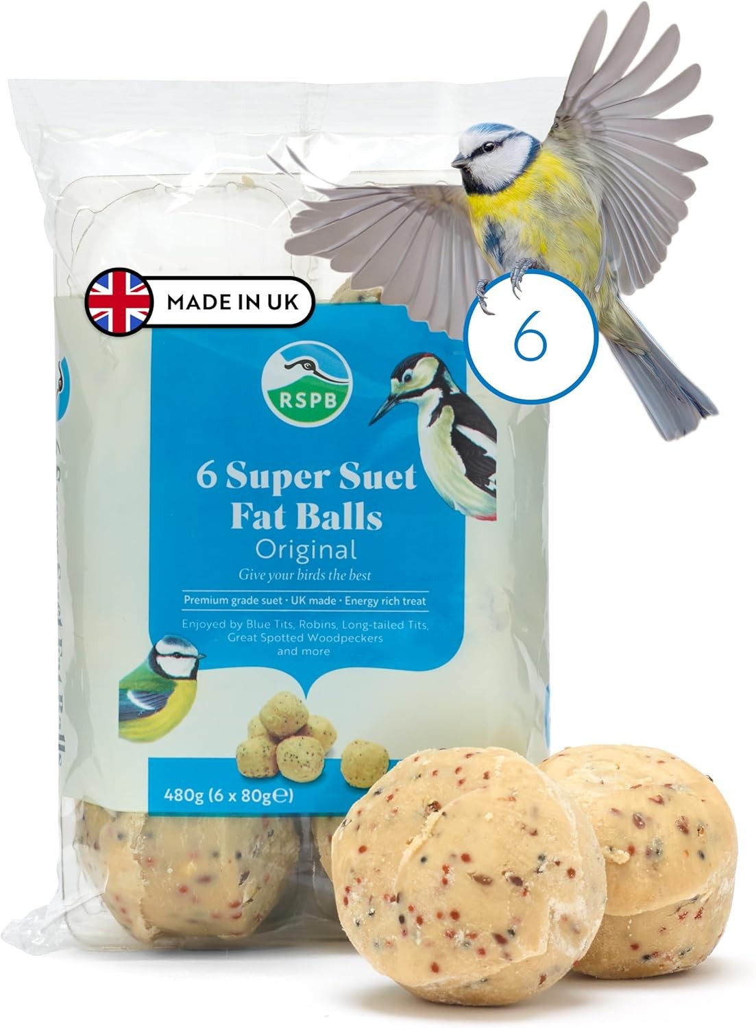 RSPB - Fat Balls for Birds, High Energy Suet Balls, Made in the UK, Delicious a