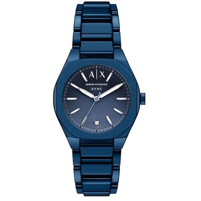 Armani Exchange Women's Watch Sync Diamond Blue Stainless Steel Bracelet AX6032