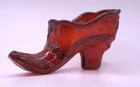 Fenton Ruby Red Amberina Glass Slipper Shoe Bow Detail Vintage