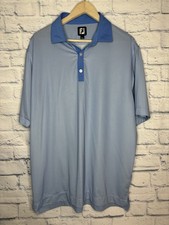 FootJoy FJ Golf Polo Shirt Mens Large Blue Short Sleeve Performance Stretch