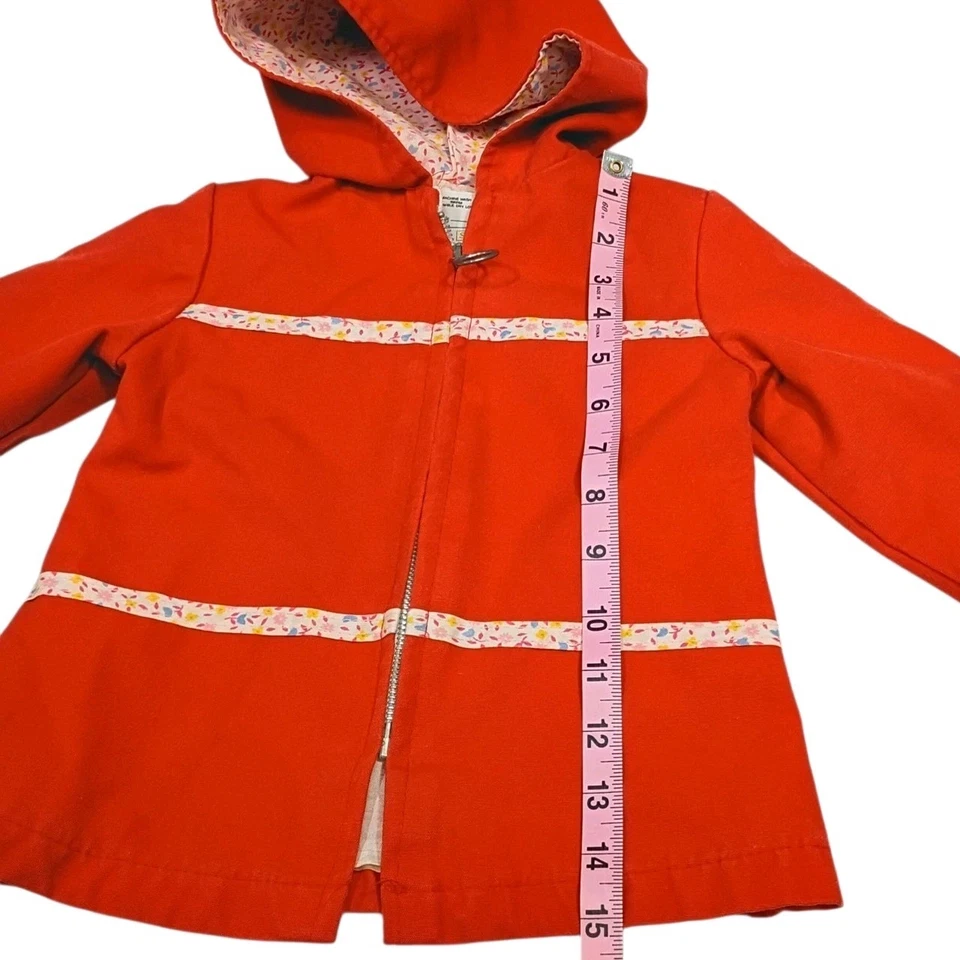 Vintage Toddler Girls SEARS Canvas Hooded Jacket size M 21-26# Floral Zip-up - Image 3 of 4