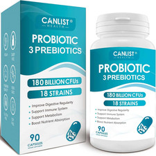 Probiotics 120 Billion CFUs 18 Strains 3 Prebiotics Digestive Enzy 90cap