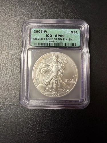 American Eagle 2007 W .999 Fine Silver 1oz Dollar ICG SP69 Satin Finish