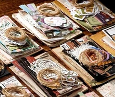 85 Piece Lot Junk Journal Scrapbook Kit Craft Paper Stickers Cut-outs Frames Set