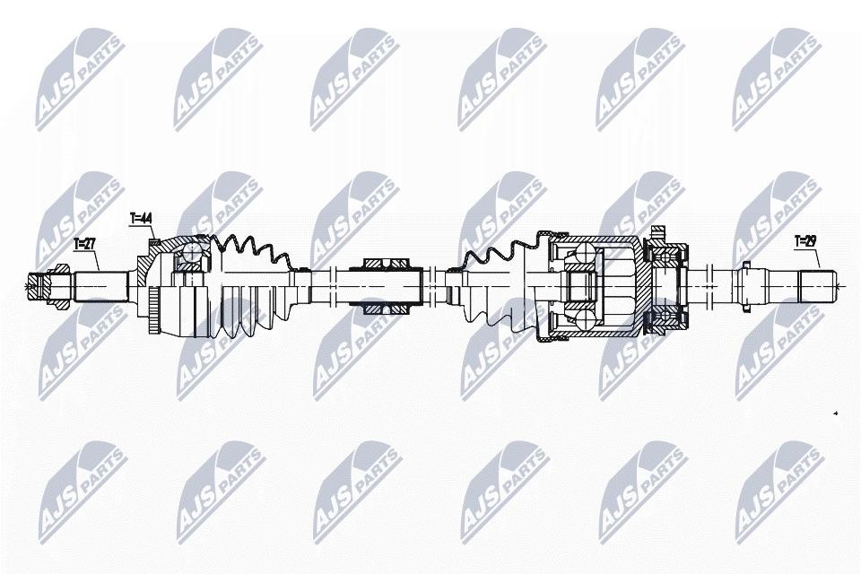 NTY Driveshaft NPW-NS-142 For Nissan Right Front Axle Differential 29 Rad 27