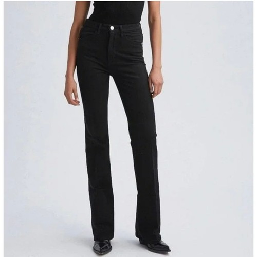 SPRWMN Women's Black  Pockets Ankle Flare Jeans Size 24