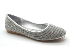 Womens Glitter Ballerina Pump Slip On Flat Wedding Party Bling Ladies Shoes Size